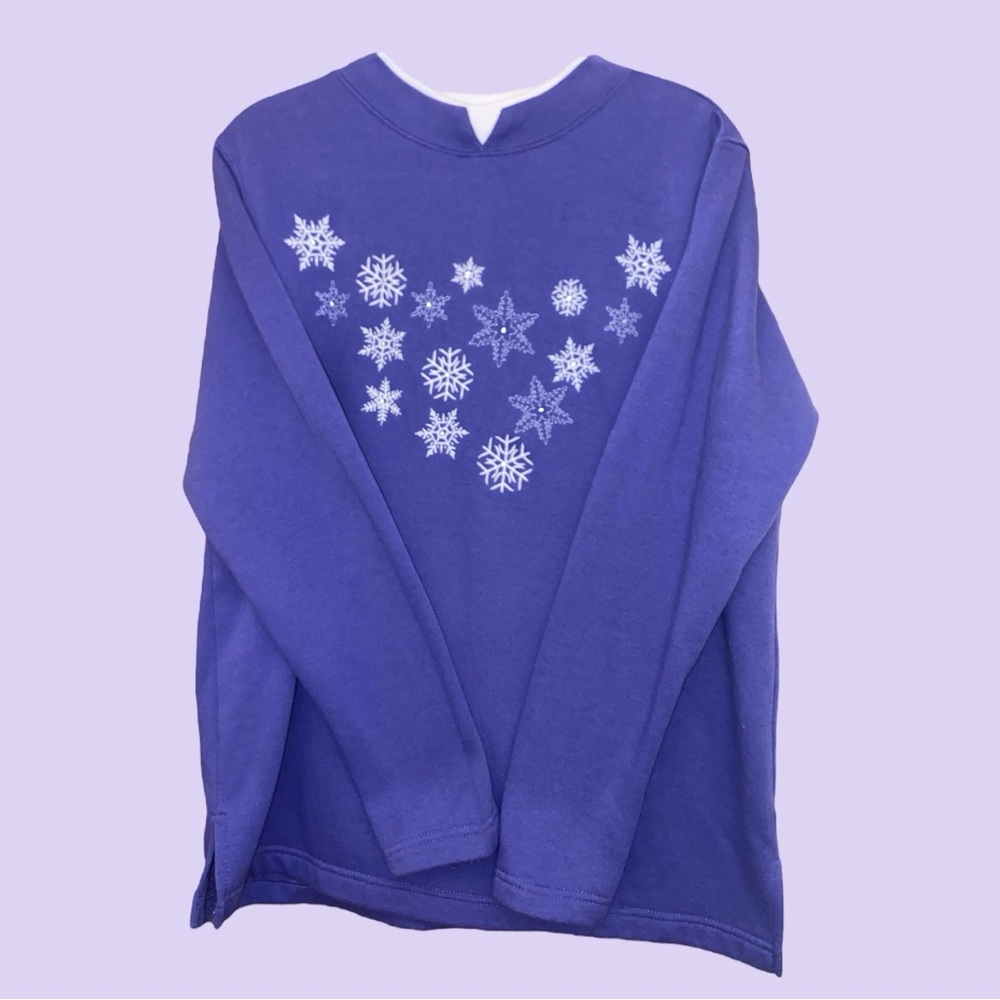 Vintage Metropolitan Double Collar Purple Snowflake Sweater